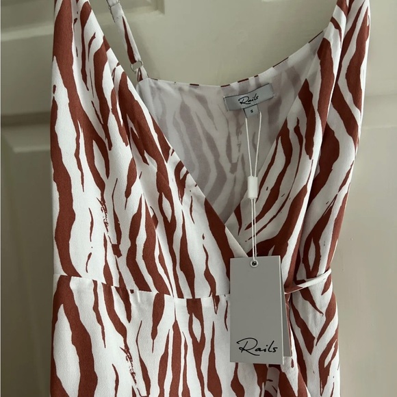 Rails New Iris White Rust Zebra Wrap Dress - Picture 3 of 5